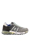 Premiata Lander Sneakers In Grey Suede And Fabric In Gray