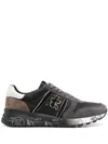 Premiata Lander Sneaker In Dark Gray Suede And Black Technical Fabric In Black