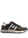 Premiata Lander Sneakers In Green Suede And Fabric In Green
