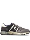 Premiata Lander Sneakers In Grey Suede And Fabric In Gray