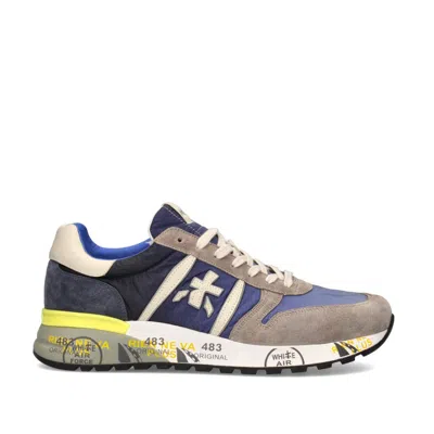 Premiata Lander Model Sneakers In Light Blue Shaded Technical Fabric In Multicolor