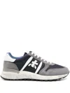 Premiata Lander Sneakers In Blue Suede And Fabric In Blue