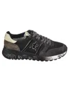 Premiata Lander Sneaker In Dark Gray Suede And Black Technical Fabric In Dove Grey