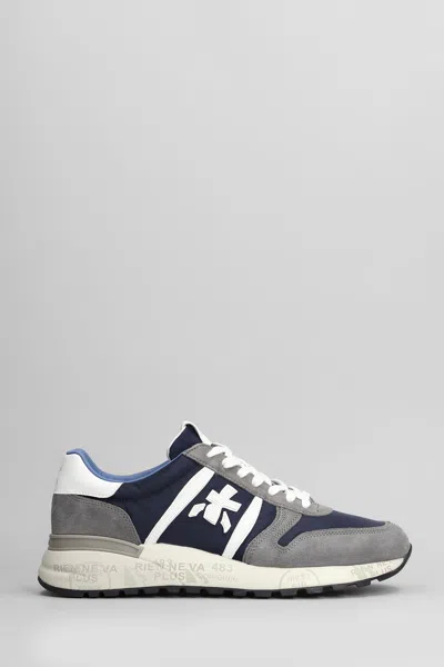 PREMIATA LANDER SNEAKERS IN BLUE SUEDE AND FABRIC