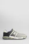 Premiata Lander Sneakers In Grey Suede And Fabric In Gray