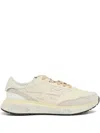 Premiata Light Beige Calf Leather Low-top Sneakers With Metallic Accents In Multi
