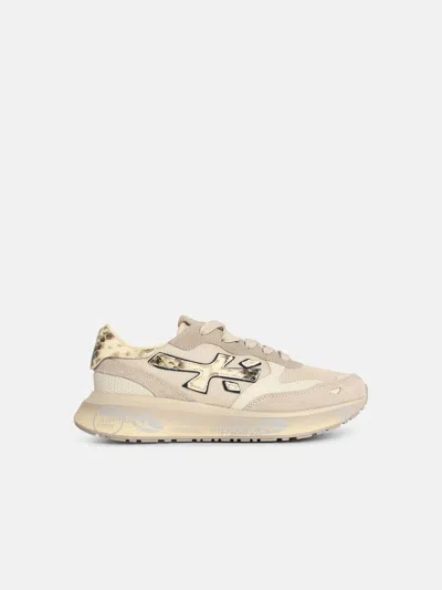 Premiata 'lauryn' Beige Leather Blend Sneakers In Multi