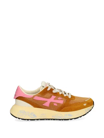 Premiata Lauryn Cutout Leather Sneakers In Brown