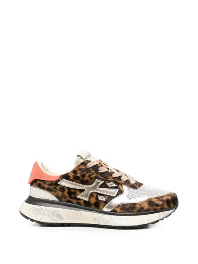 Premiata Lauryn Animal Print Pony Hair Sneakers With Crystal Embellishments In Multi