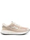 Premiata Low Top Sneakers With Mesh And Metallic In Pink