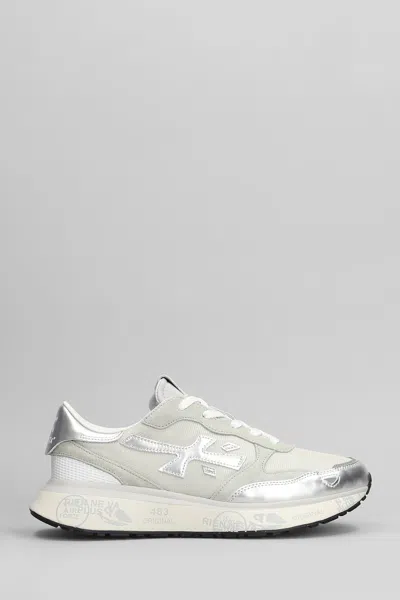 Premiata Lauryn Sneakers In Silver Leather And Fabric