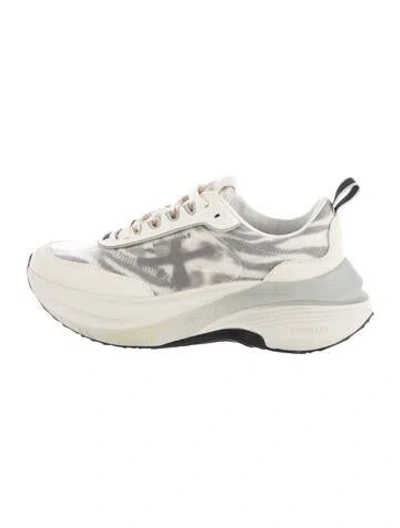 Pre-owned Premiata Leather Animal Print Athletic Sneakers In White
