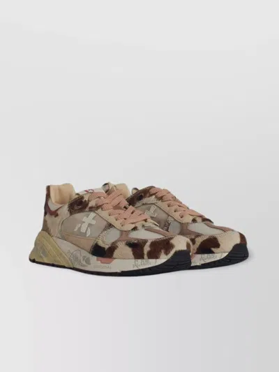 PREMIATA LEATHER BLEND ANIMAL PRINT SNEAKERS