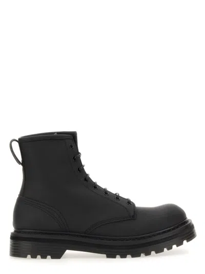 Premiata Leather Boots With Tubular Lace-up Design In Black