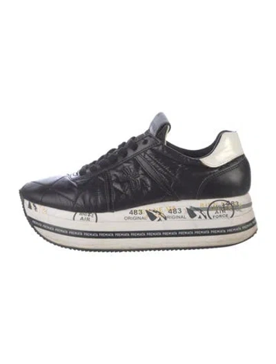Pre-owned Premiata Leather Colorblock Pattern Sneakers In Black