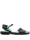 Premiata Leather Flat Sandals In Black