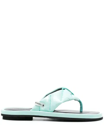 Premiata Leather Flat Sandals In Green