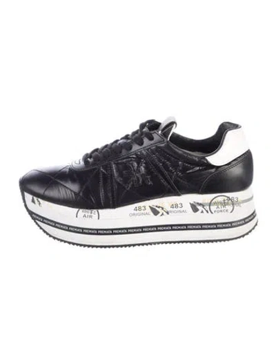 Pre-owned Premiata Leather Graphic Print Sneakers In Black