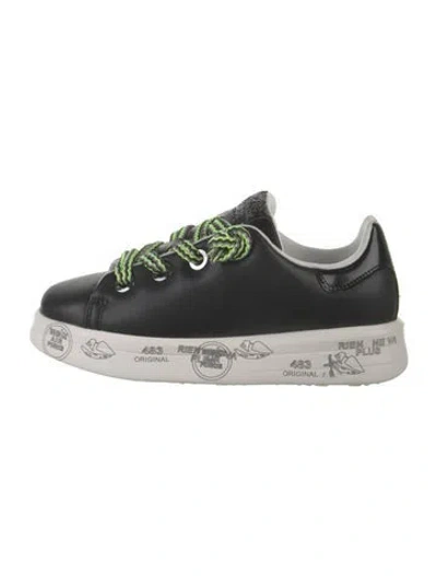 Pre-owned Premiata Leather Graphic Print Sneakers In Black/white