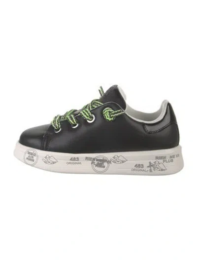 Pre-owned Premiata Leather Graphic Print Sneakers In Black/white