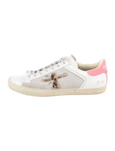 Pre-owned Premiata Leather Graphic Print Sneakers In White