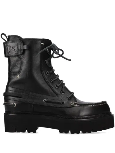 Premiata Leather Lace-up Boots In Black