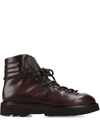Premiata Leather Lace-up Boots In Brown