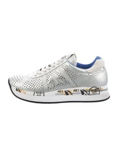 Pre-owned Premiata Leather Lasercut Accents Sneakers In Silver