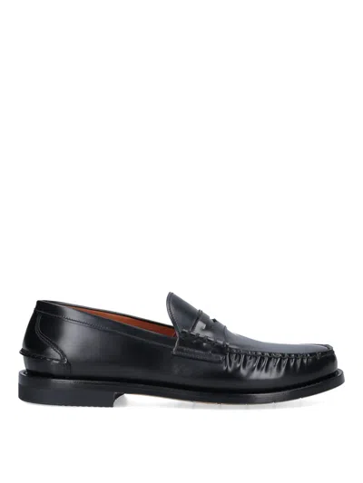 Premiata Pebbled-texture Slip-on Loafers In Black