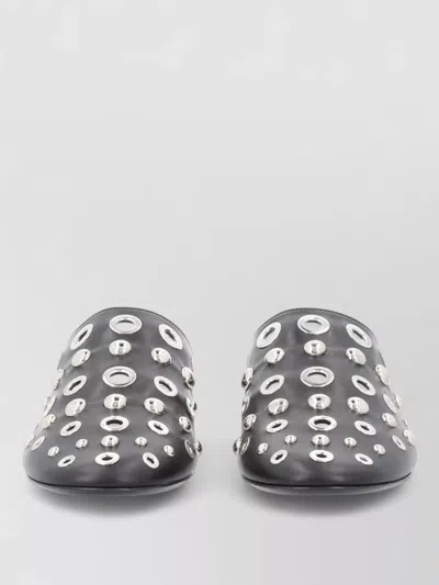 Premiata Leather Mules Studded Design Open Back In Gray