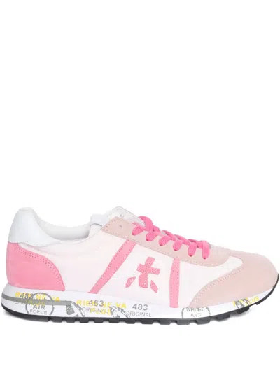 Premiata Leather-panelled Sneakers In Pink