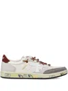 Premiata White And Gray Leather And Suede Sneakers In Multi