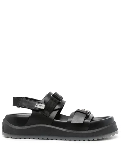Premiata Leather Platform Sandals In Black