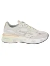 Premiata Leather Sneakers With Textured Accents In White