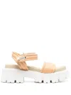 Premiata Flatform-sandalen Mit Klettverschluss In Neutrals