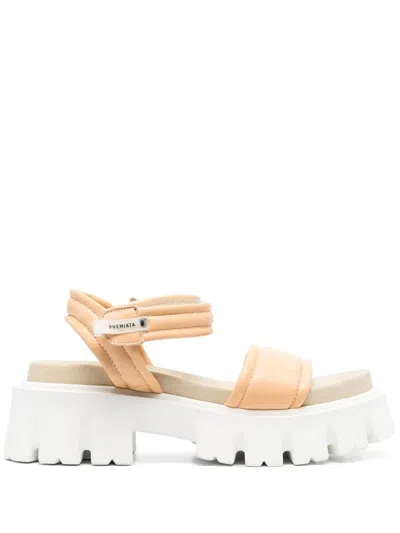 Premiata Flatform-sandalen Mit Klettverschluss In Neutrals
