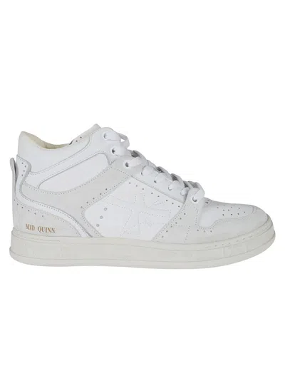 Premiata Leather Upper Sneaker With Suede Details In White