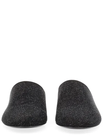 Premiata Leather With Rhinestones Slipper In Black