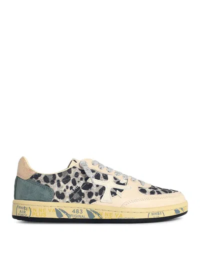 Premiata Leopard Print Leather Blend Sneakers In Multi