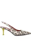 Premiata Leopard-print Slingback Pumps In Brown