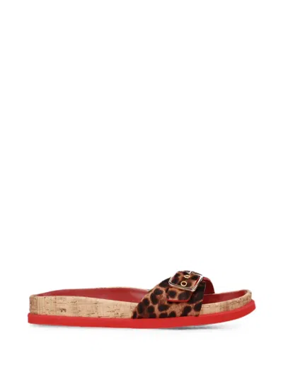Premiata Leopard-print Buckle-detail Slides In Multi