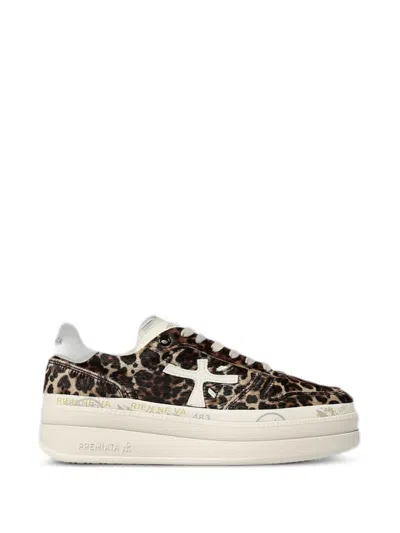 Premiata Leopard-print Platform Sneakers In Animal Print