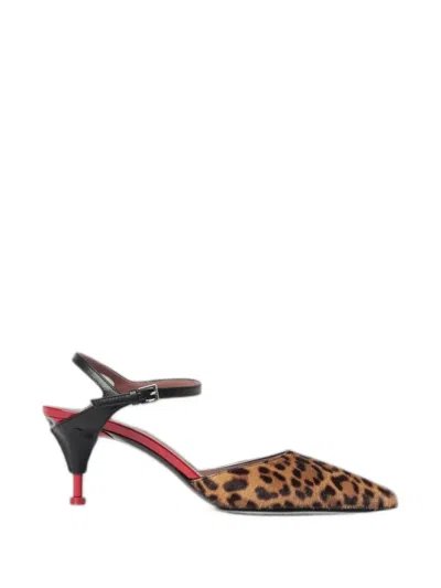 Premiata Leopard-print Slingback Pumps In Brown