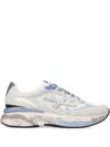 Premiata Light Blue 'moerun' Low-top Sneakers In Bianco E Celeste