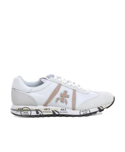 Premiata Logo Casual Sports Shoes In White