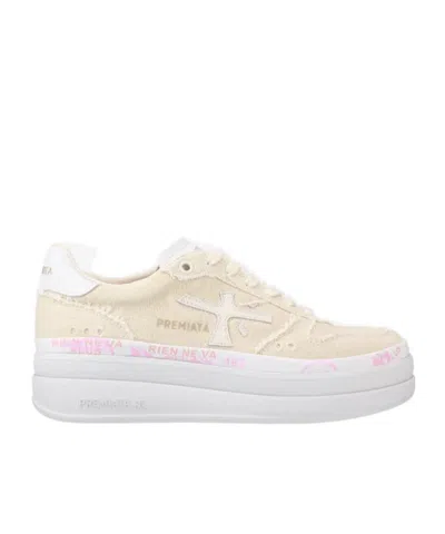Premiata Knitted Panelled Sneakers In White