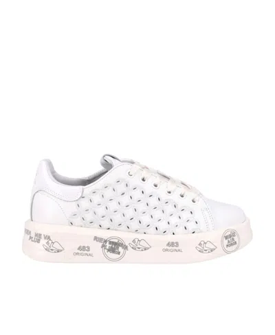 Premiata Logo Low-top Casual Shoes In White