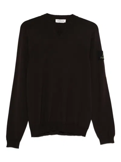 Premiata Logo-patch Crew-neck Sweater In Brown