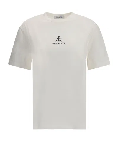 Premiata Logo Printed Side Slits T-shirt In White