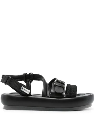 Premiata Logo-tag Leather Sandals In Black